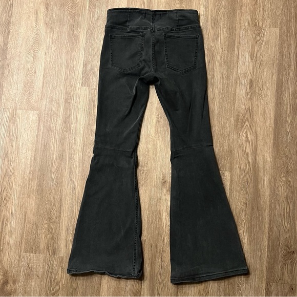 Free People Penny Flare Stretch Black Denim Jean | 26 Short Wide Leg Bell Bottom - Picture 3 of 5